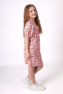 Летнее платье для девочки Mevis Цветочки розовое 4905-03 - размеры