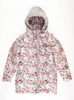 Куртка удлиненная для девочки ОДЯГАЙКО Цветы розовая 22079 - цена