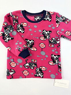 Теплая пижама флис для девочки Фламинго Котики малиновая 855-1407 - размеры