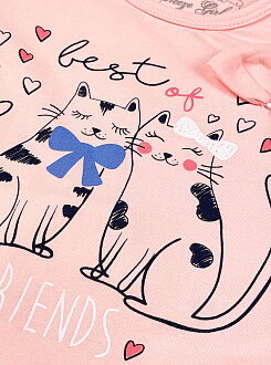 Футболка для девочки Breeze Котики персиковая 14263 - фотография