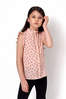 Блузка с коротким рукавом для девочки Mevis персиковая 3400-04 - цена