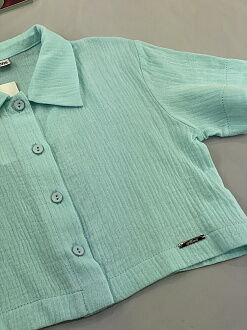 Костюм рубашка и шорты муслин Mevis бирюзовый 4819-04 - фотография