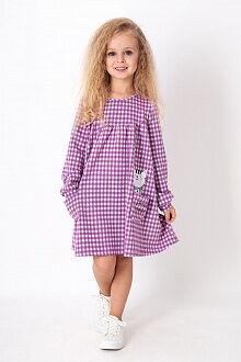 Трикотажное платье для девочки Mevis Котик фиолетовое 3636-02 - фото