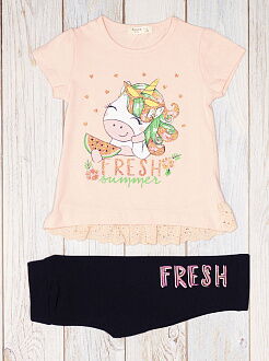 Комплект футболка и бриджи для девочки Breeze Единорог персиковый 13741 - цена