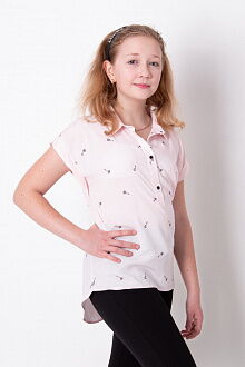 Блузка с коротким рукавом для девочки Mevis пудра 3439-02 - цена