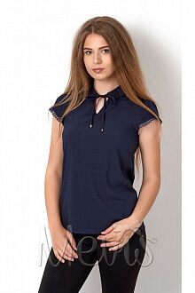 Блузка с коротким рукавом для девочки Mevis синяя 2712-04 - цена