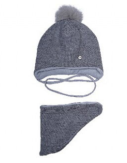 Комплект шапка и хомут для мальчика Раян светло-серый 200103 - цена