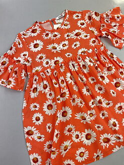 Летнее платье для девочки Mevis Ромашки оранжевое 4270-01 - картинка