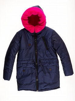 Куртка зимняя для девочки Одягайко темно-синяя 20026 - цена