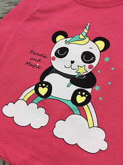Реглан для девочки Фламинго Панда на радуге малиновый 186-416 - фото