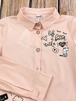 Рубашка школьная для девочки Mevis персиковая 3229-02 - фото
