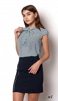 Блузка с коротким рукавом для девочки Mevis бирюзовая 2434-01 - цена