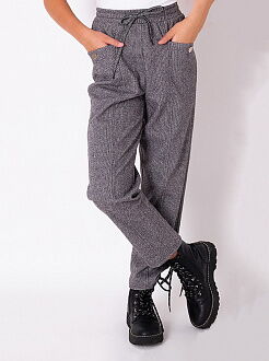 Трикотажные брюки для девочки Mevis серые 3585-01 - цена
