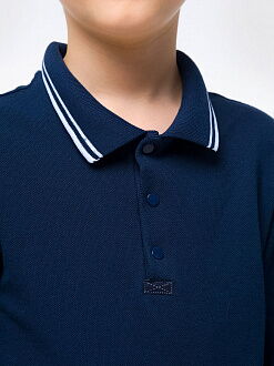 Футболка-поло с длинным рукавом для мальчика SMIL темно-синяя 114796 - фото