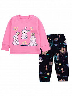 Пижама для девочки Фламинго Кролики розовая 613-221 - цена