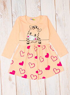 Трикотажное платье для девочки Зебра персиковое 6895 - цена