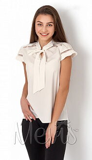 Нарядная блузка с коротким рукавом Mevis молочная 2811-01 - цена