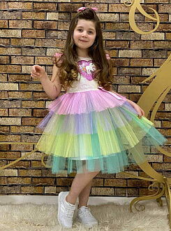 Нарядное платье для девочки Единорог розовое 77713 - цена