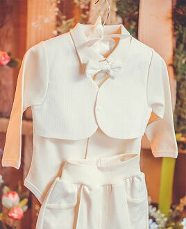 Нарядный костюм для мальчика HappyTOT кремовый 646В - Киев