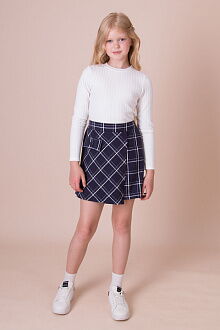 Юбка-шорты для девочки Mevis Клетка синяя 5163-02 - фото