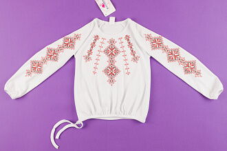 Вышиванка трикотажная с длинным рукавом для девочки Фламинго орнамент 729-204 - размеры
