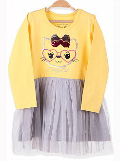 Платье для девочки Breeze Кошечка-умняшка желтое 14046 - цена