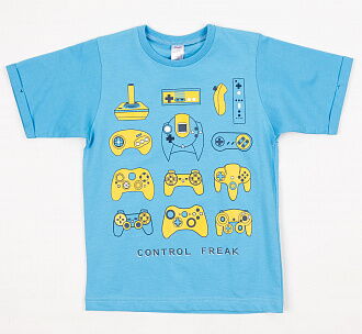 Футболка для мальчика Денди Джойстики голубая 6234 - фото