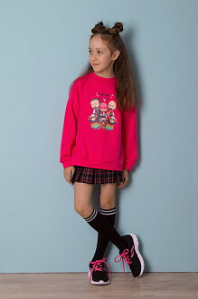 Утепленный свитшот для девочки Mevis Stefania малиновый 4439-01 - цена