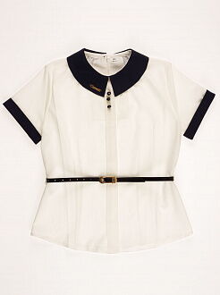 Блузка с коротким рукавом для девочки MEVIS молочная ba56 - цена