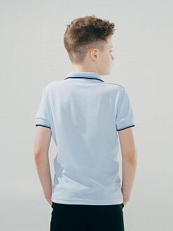 Футболка-поло с коротким рукавом для мальчика SMIL голубая 114593 - фотография