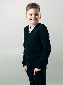 Пиджак трикотажный для мальчика SMIL черный 116345 - фотография