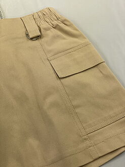 Коттоновая юбка-карго для девочки Mevis песочная 4957-06 - размеры
