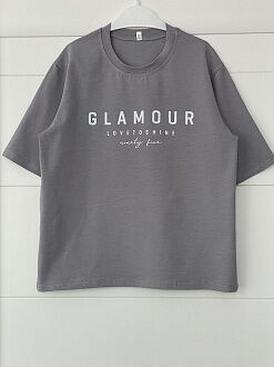 Базовая футболка оверсайз для девочки Glamour серая 120525 - цена