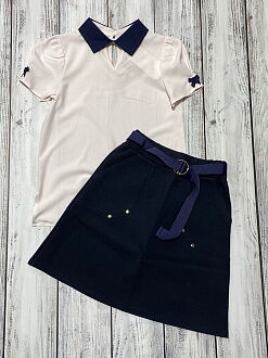 Школьная блузка для девочки Mevis молочная 2687-01 - размеры