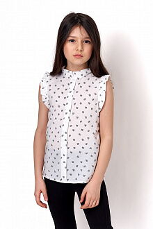 Блузка с коротким рукавом для девочки Mevis белая 3400-02 - цена