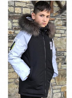 Зимняя куртка для мальчика Kidzo черная с серым 3310 - размеры