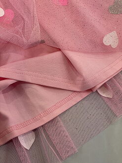 Нарядное платье для девочки Mevis Сердечки розовое 5048-01 - фотография