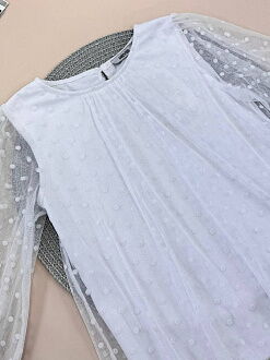 Нарядная блузка для девочки Mevis Горошек белая 5151-01 - фотография