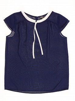 Блузка с коротким рукавом для девочки MEVIS синяя 2067 - цена