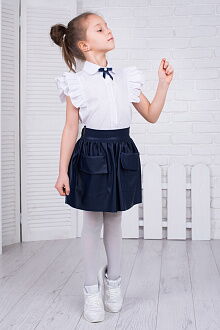 Блузка с коротким рукавом для девочки SIM белая 21 - фото