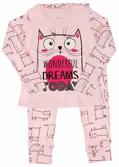 Пижама для девочки Фламинго Кот розовая 245-222 - цена