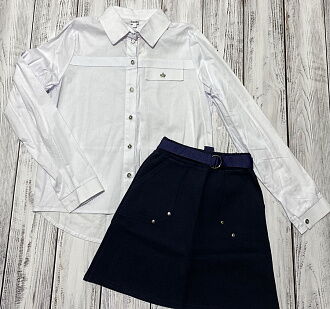 Блузка с длинным рукавом для девочки Mevis белая 2749-01 - размеры