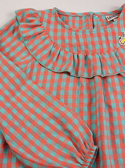Платье в клетку для девочки Mevis мятное 4227-01 - фото