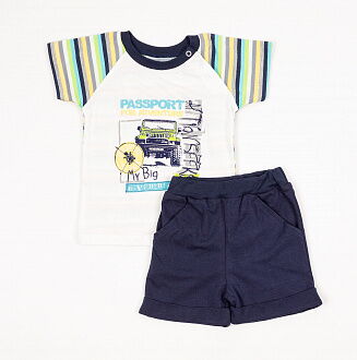 Комплект для мальчика (футболка+шорты) Фламинго темно-синий 587-129 - цена