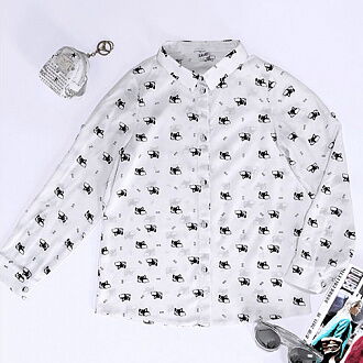 Блузка для девочки Mevis Собачки белая 4412-03 - фото