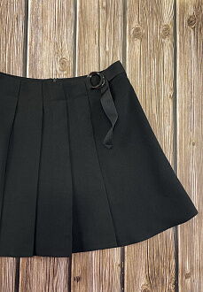 Школьная юбка в складку Mevis черная 3701-02 - фотография