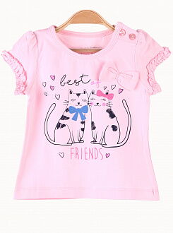 Футболка для девочки Breeze Котики розовая 14263 - размеры
