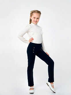 Брюки трикотажные для девочки SMIL темно-синие 115433 - фото