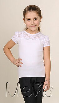 Блузка с коротким рукавом для девочки MEVIS белая 1997 - цена