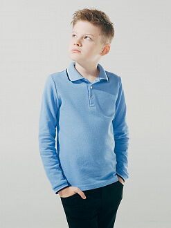 Футболка-поло с длинным рукавом для мальчика SMIL синяя 114598 - цена